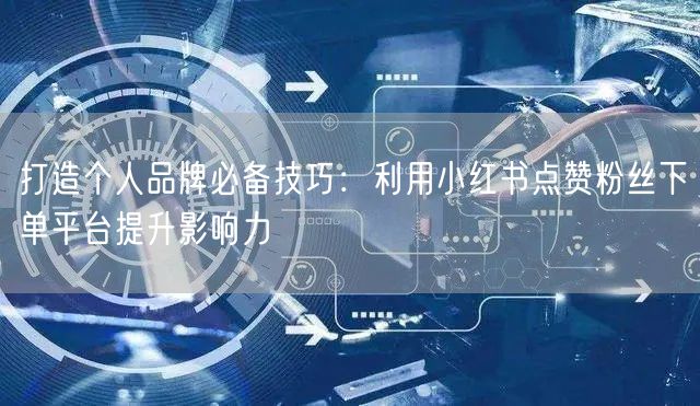 打造个人品牌必备技巧：利用小红书点赞粉丝下单平台提升影响力