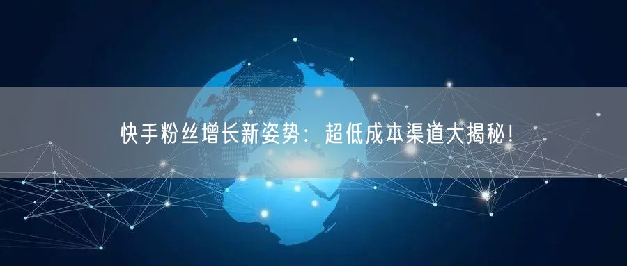 快手粉丝增长新姿势：超低成本渠道大揭秘！