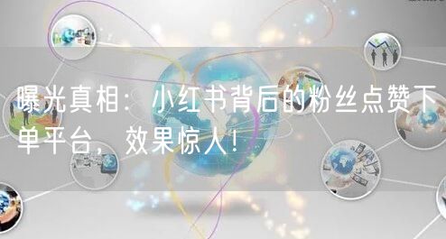 曝光真相：小红书背后的粉丝点赞下单平台，效果惊人！
