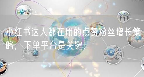 小红书达人都在用的点赞粉丝增长策略，下单平台是关键！