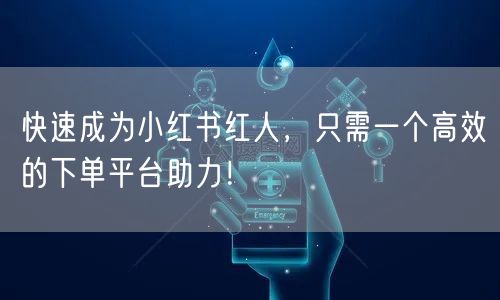 快速成为小红书红人，只需一个高效的下单平台助力！