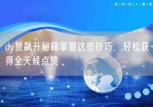 dy赞飙升秘籍掌握这些技巧，轻松获得全天候点赞