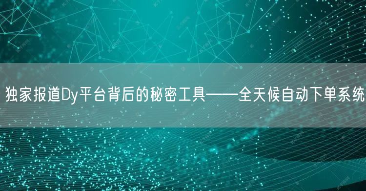独家报道Dy平台背后的秘密工具——全天候自动下单系统