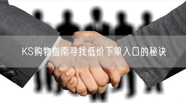 KS购物指南寻找低价下单入口的秘诀