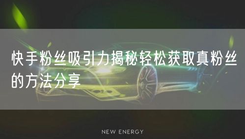 快手粉丝吸引力揭秘轻松获取真粉丝的方法分享