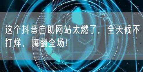 这个抖音自助网站太燃了，全天候不打烊，嗨翻全场！