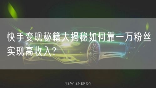 快手变现秘籍大揭秘如何靠一万粉丝实现高收入?