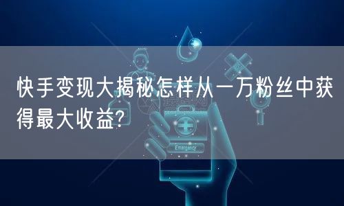 快手变现大揭秘怎样从一万粉丝中获得最大收益?
