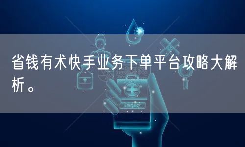 省钱有术快手业务下单平台攻略大解析。