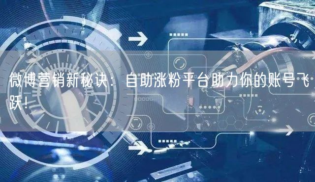 微博营销新秘诀：自助涨粉平台助力你的账号飞跃！