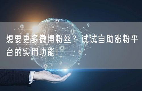 想要更多微博粉丝？试试自助涨粉平台的实用功能！