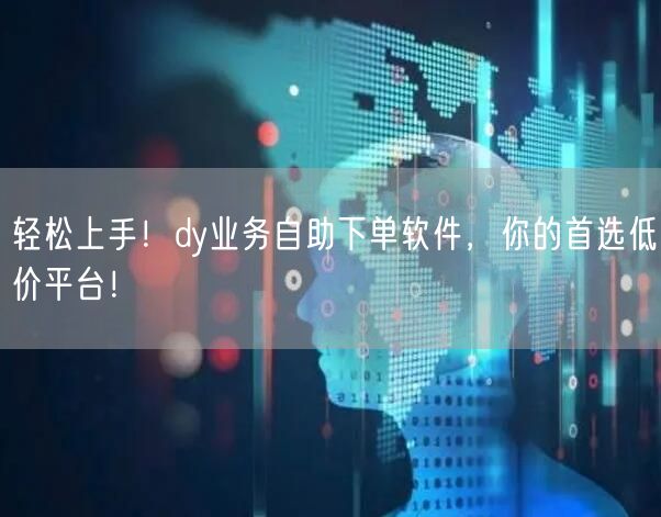 轻松上手！dy业务自助下单软件，你的首选低价平台！