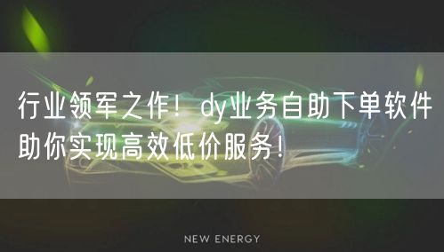 行业领军之作！dy业务自助下单软件助你实现高效低价服务！