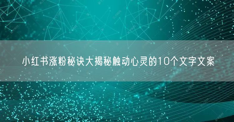 小红书涨粉秘诀大揭秘触动心灵的10个文字文案