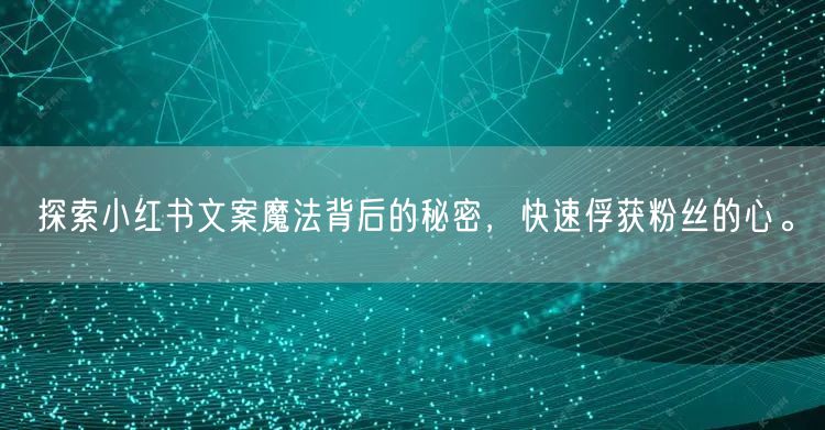 探索小红书文案魔法背后的秘密，快速俘获粉丝的心。