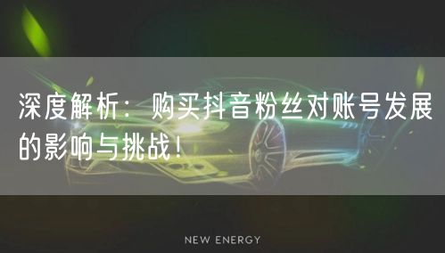 深度解析：购买抖音粉丝对账号发展的影响与挑战！