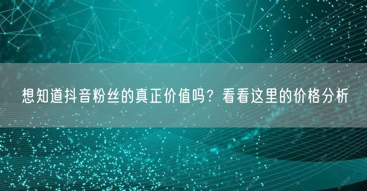 想知道抖音粉丝的真正价值吗？看看这里的价格分析