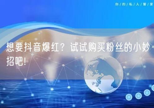 想要抖音爆红？试试购买粉丝的小妙招吧!