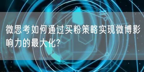 微思考如何通过买粉策略实现微博影响力的最大化?
