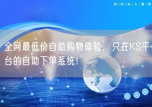 全网最低价自助购物体验，只在KS平台的自助下单系统！