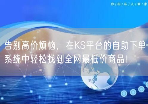 告别高价烦恼，在KS平台的自助下单系统中轻松找到全网最低价商品！