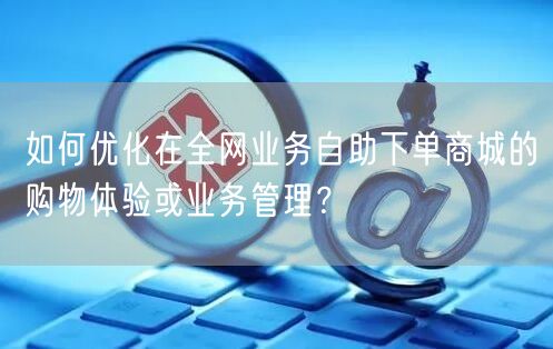 如何优化在全网业务自助下单商城的购物体验或业务管理？