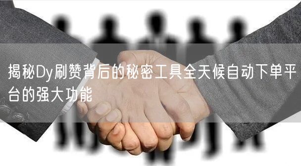 揭秘Dy刷赞背后的秘密工具全天候自动下单平台的强大功能