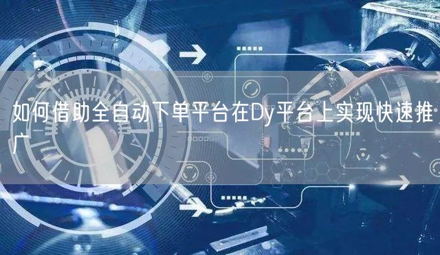 如何借助全自动下单平台在Dy平台上实现快速推广