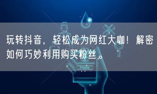 玩转抖音，轻松成为网红大咖！解密如何巧妙利用购买粉丝。