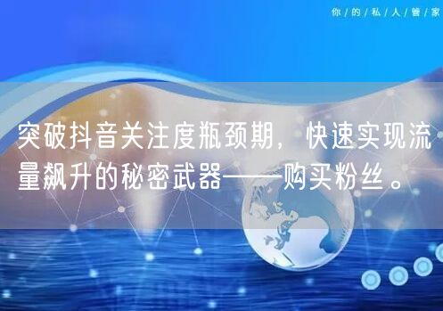 突破抖音关注度瓶颈期，快速实现流量飙升的秘密武器——购买粉丝。
